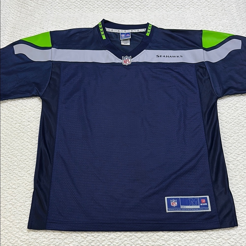 NFL Pro Line Seattle Seahawks Navy and Green Jersey Men’s Size M